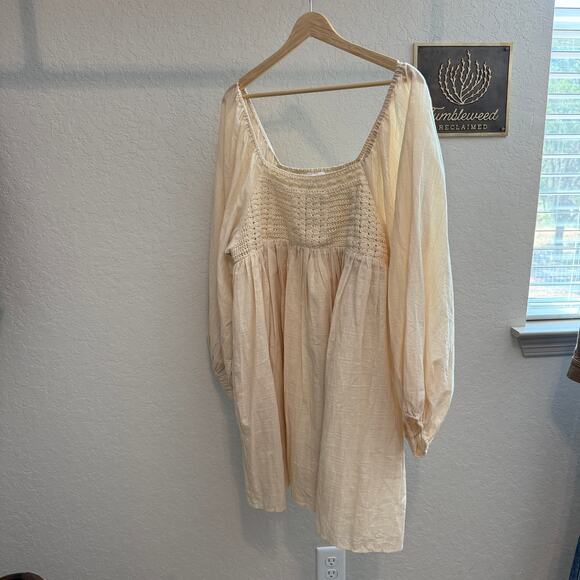 Women's First Love Cream Crochet Bodice Fit and Flare Dress‎ Size Large - Picture 9 of 10